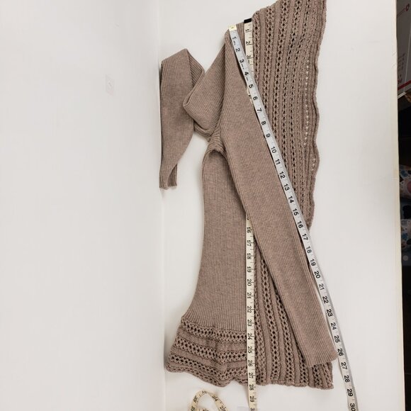 ELEMENTZ Sz PS Cardigan Sweater Tan Taupe Khaki Open Knit Weave Women Petite - Picture 15 of 16